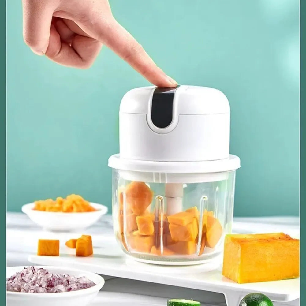 NNEOBA Electric Garlic Masher USB Rechargeable Mini Food Chopper White